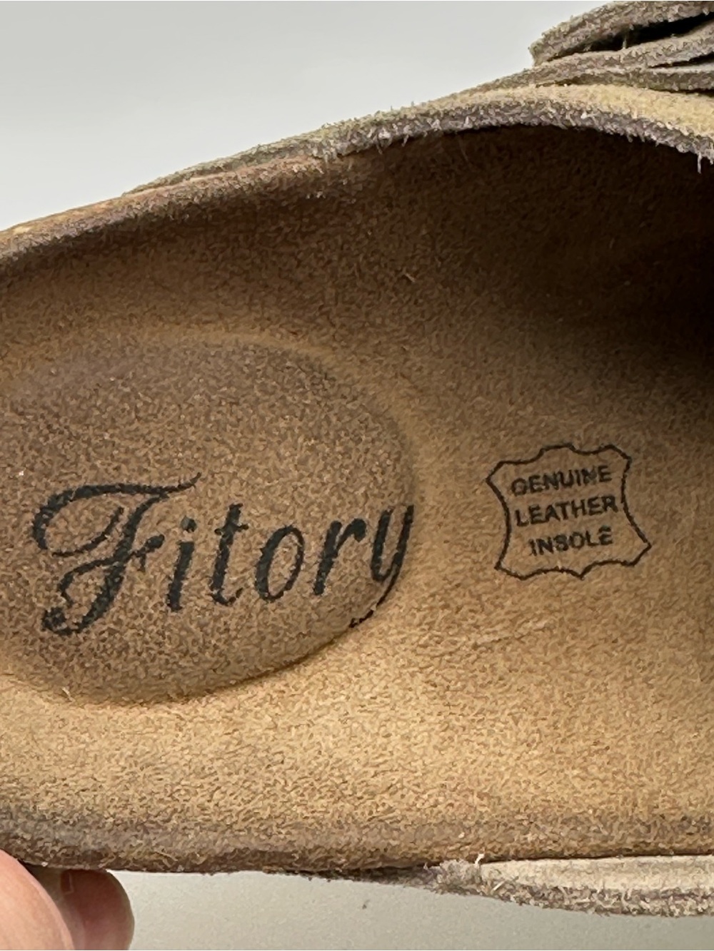 Fitory Leather Suede Slip-On Clog with Buckle - Taupe Sz 41/US 9 - Picture 6 of 14
